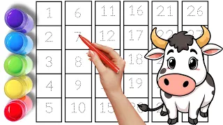 1233 ABC song ABCD A to Z Kids rhymes collection for writing along dotted lines for toddler