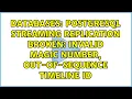 PostgreSQL streaming replication broken invalid magic number out-of-sequence timeline ID