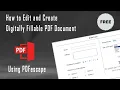 How to Edit and Create Digitally Fillable PDF Document PDFescape