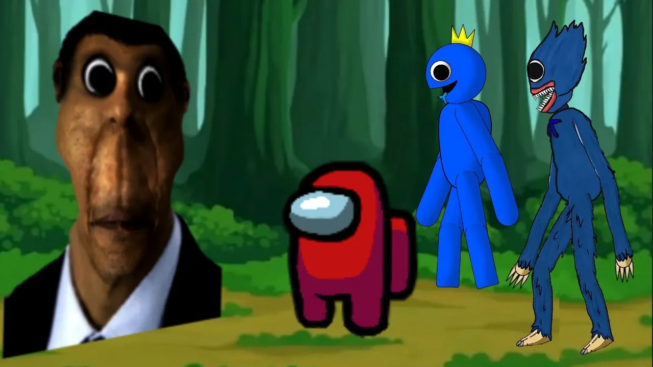 🔥Among us 어몽어스 vs Obunga vs Huggy Wuggy Poppy Playtime chapter 2 drawing cartoons 2 horror animation