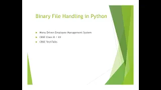 Binary File Handling in Python Menu Driven Employee Program CBSE TechTalks