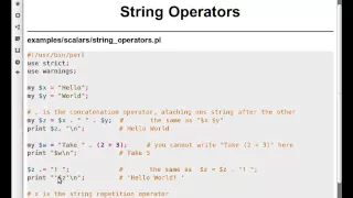 Beginner Perl Maven tutorial 2 5 - String operators