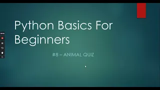 Python Coding Basics for Beginners - Animal Quiz