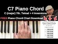 C7 Piano Chord C major 7th Inversions Tutorial FREE Chord Chart