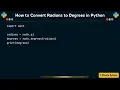 How to Convert Radians to Degrees in Python