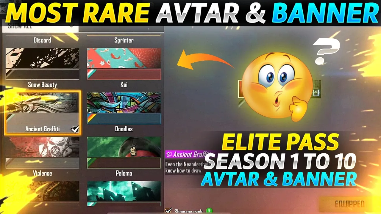 Elite Pass Season 1 To 10 All Avatar & Banner In Free Fire | Rare Avatar & Banner In Free Free