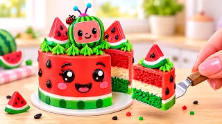I Made a Mini COCOMELON Cake! 🍉 Cute Watermelon Miniature Cake Decorating 🍰✨