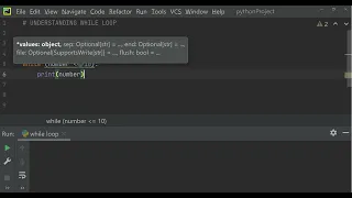 while loop basics in python using pyCharm ide