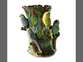 Budgerigar vase hand sculpted ceramic Australia Pottery