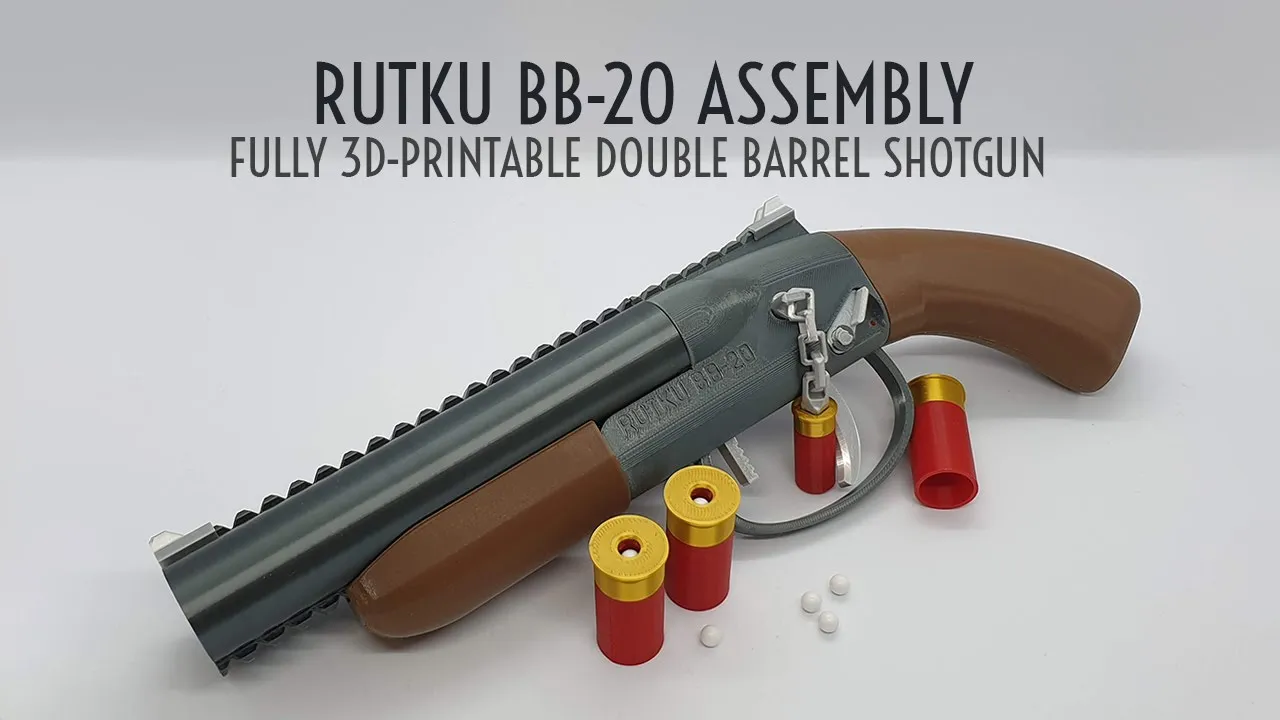 Rutku BB-20 — Fully 3D-printable airsoft shotgun with shells