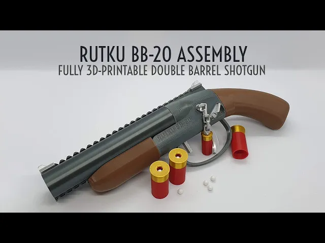 Rutku BB-20 — Fully 3D-printable airsoft shotgun with shells video thumbnail