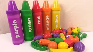 Apprendre les Fruits et Légumes et les Couleurs avec des Crayons Surprises