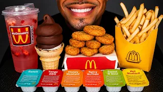 MCDONALD'S CHICKEN NUGGETS ICE CREAM CONE DIPPED CHOCOLATE CRISPY FRENCH FRIES BIG BITES ASMR MUKBAN
