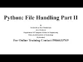 Python File Handling Part II