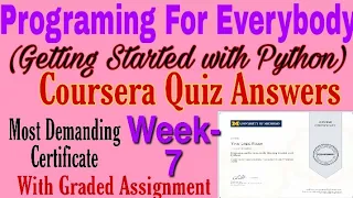 Coursera Programming for Everybody Getting Started with Python Week - 7 Quiz Answers