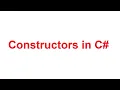 Constructors in C Constructors in CSharp with Examples