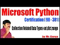 Microsoft Python Certification Collection Related Data Types set dict range by Durga Sir