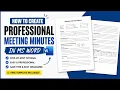 How to Create Professional Meeting Minutes in MS Word Step-by-Step Template Tutorial