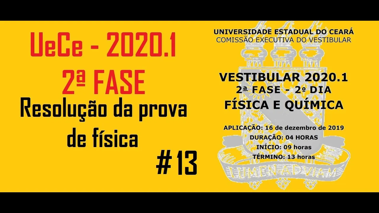 Resolução da prova de FÍSICA – UECE – 2020/2 – 2ª FASE Questão:13.