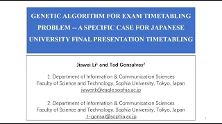 Genetic Algorithm for Exam Timetabling Problem - A Specific Case for Japanese University Final