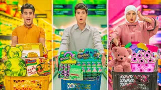 تحدي اللون أكل وشراء كل شي بلون واحد لمدة 300 ثانية الخسران يدفع الفلوس 