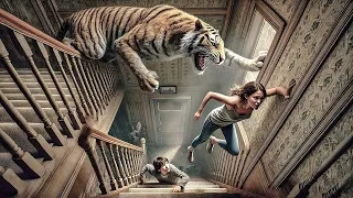 امراة بتفضل محبوسة طول الليل في بيت مع نمر مفترس بيحاول اكلها 