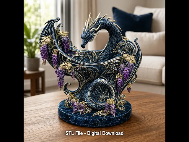 Midnight Wisteria Dragon Bowl STL File for 3D Print video thumbnail