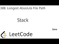 LeetCode 388 Longest Absolute File Path Stack Java