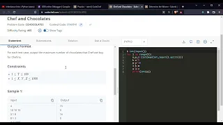 Codechef Problem Problem code - CCHOCOLATES