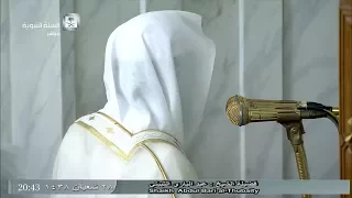 صلاة العشاء للشيخ عبدالباري الثبيتي اليوم الإربعاء 1438 8 28 المسجد النبوي من سورة الروم 