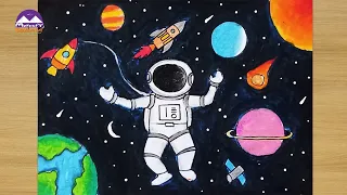 How To Make Space Drawing For School Project Easy And Beautiful Scenery Drawing 