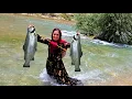 Download Lagu 🌊🔥 Shahla's exciting adventure in the mountain valleys: 🎣⛰️ Daring fishing in the wild river!