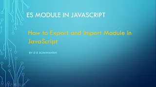 ES Module-Export and Import JavaScript Modules