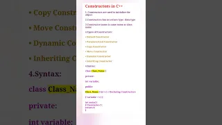 Constructors in c with definition types and syntax