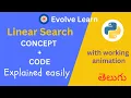 Linear Search In LINEAR SEARCH Linear Search Python Program In Telugu