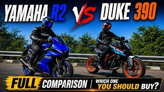 Yamaha R2 vs Duke 390 🏁 The Ultimate Battle!
