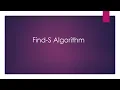 Find S Algorithm