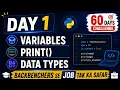 Python for Data Analytics Day 1 - Variables Print Data Types in Hindi