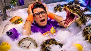 FIQUEI 24 HORAS EM UMA BANHEIRA CHEIA DE ESPUMA! *não resisti