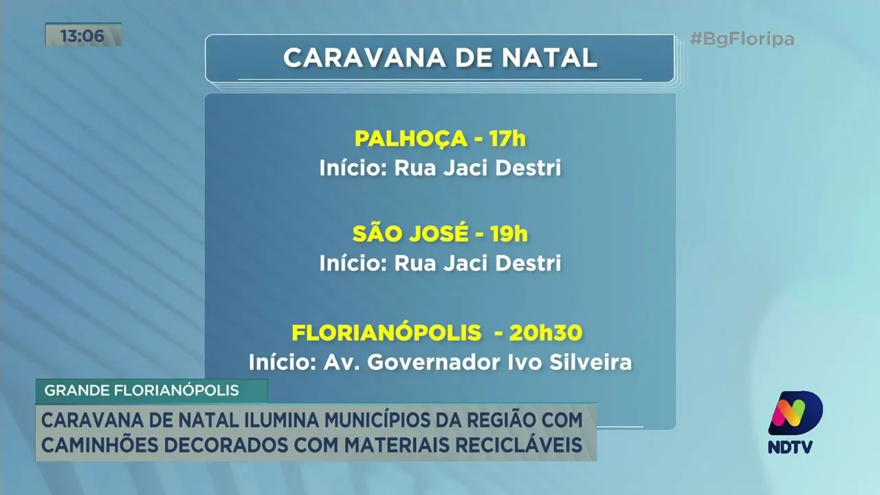 Caravana de natal percorre municípios na Grande Florianópolis