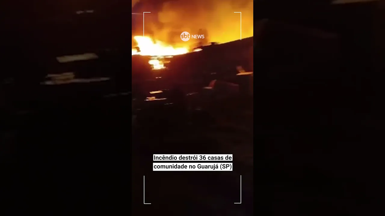 Incêndio destrói 36 casas de comunidade no Guarujá, litoral paulista