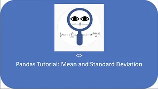 Pandas Tutorial Mean and Standard Deviation