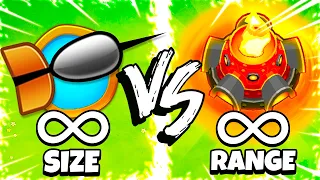 Infinite Projectile Size VS Unlimited Range BTD 6