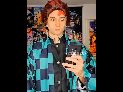 Tanjiro is in total shock 💀🤣 #demonslayer #anime #naruto #cosplay #foryou #kimetsunoyaiba