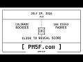 Colorado Rockies COL San Diego Padres SD MLB Final Box Score JULY 29 2026