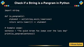 How to check if a string is a Pangram in Python