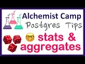 Modeling die rolls in Postgres basic stat functions