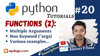 Python Functions with variable number of Non Keyword arguments Tutorial by APDaga