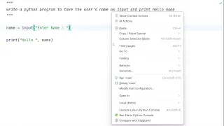 write a python program to take the user s name as input and print hello name