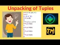 Tuple Unpacking Tuple Tutorials Unpacking of Tuples Tuples in python Tuples in hindi py